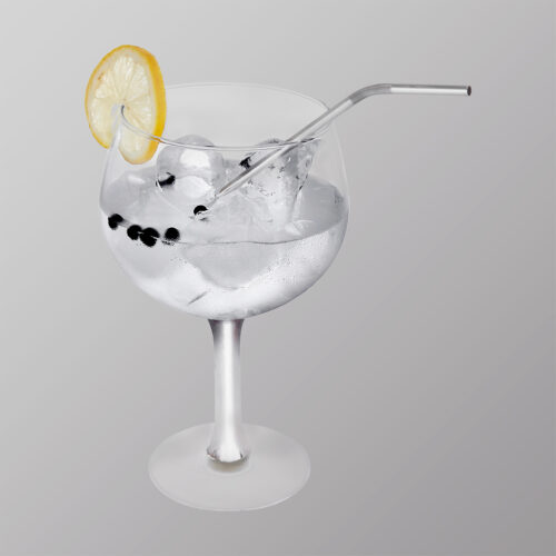 Straw in gin glass