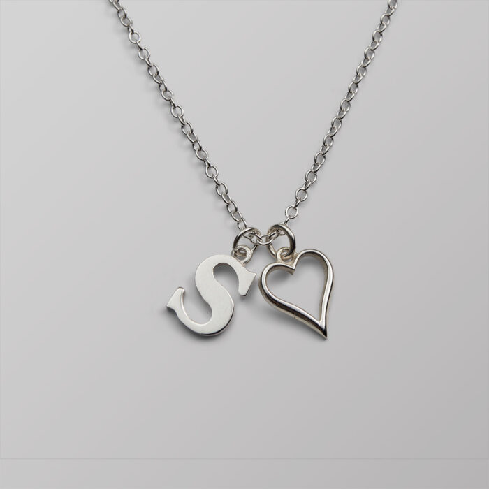 Letter and Heart Charm Necklace