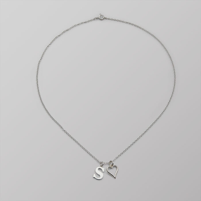Letter and Heart Charm Necklace - Image 2